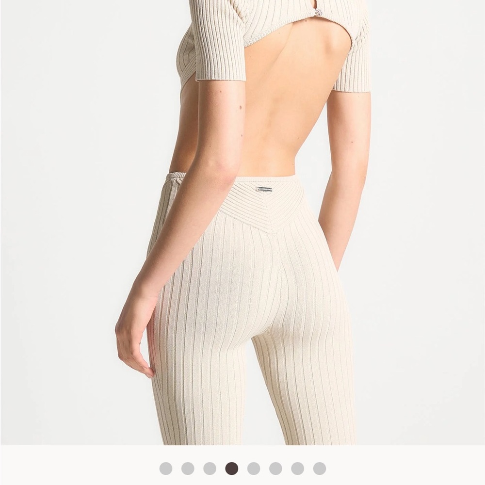 Maniere De Voir Cream Halter Jumpsuit with Cut-Out Details - Picture 2 of 6